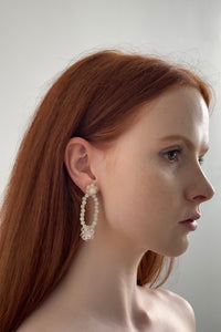 Jade and glass crystal dangling hoop earrings from Dream Garden series