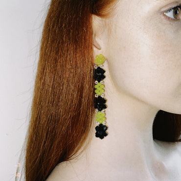 Green Chalcedony and Glass Crystal dangling earrings from Dream Garden series